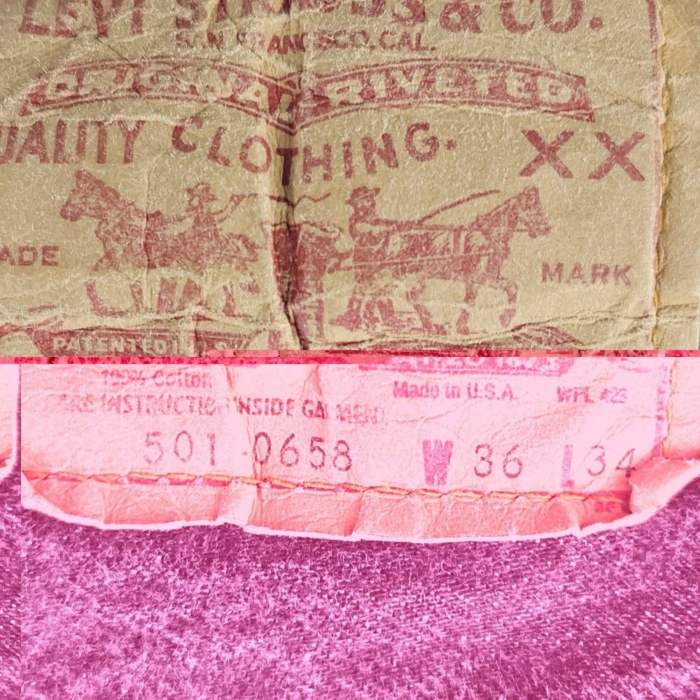 Vintage 80s Levi's 501-0658 Jeans 36x34 (34x33) Charcoal Button Fly Straight USA